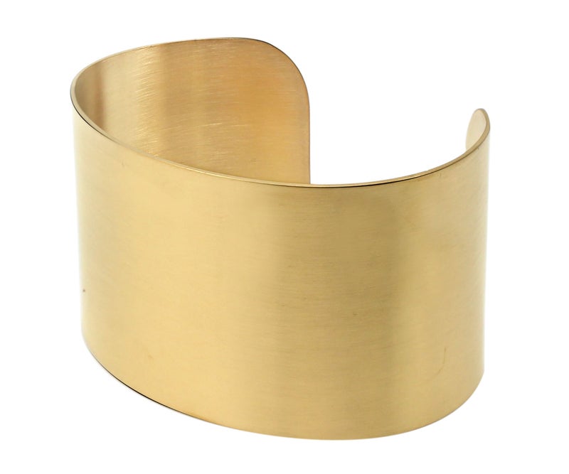 COUYA Gold Plated Wide Matt Cuff Bangle Bracelets for Women Blank Satin Bracelet Wristband Adjustable Size - Image 4